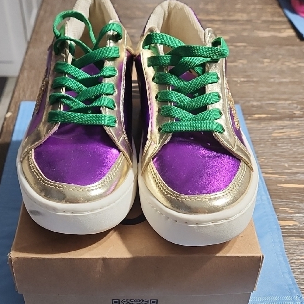 Purple and Gold Retro-Inspired Sneakers